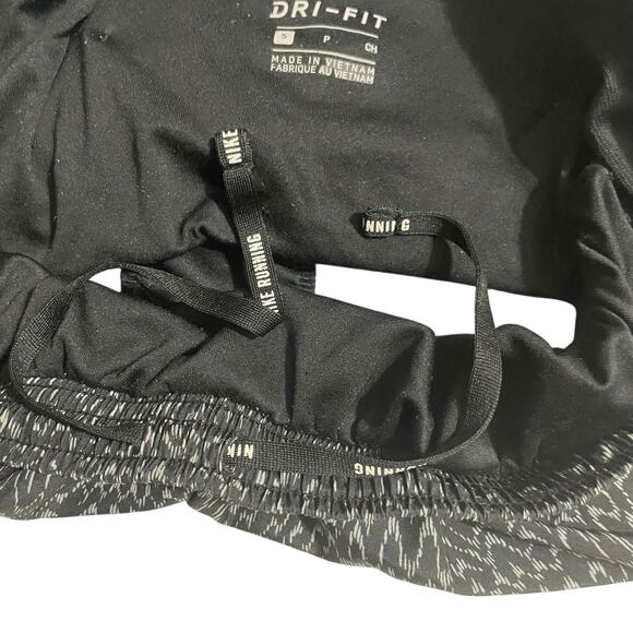 Nike Womens Athletic Shorts Small Black Print Tempo Dri Fit Lined Running Gym - Picture 3 of 12